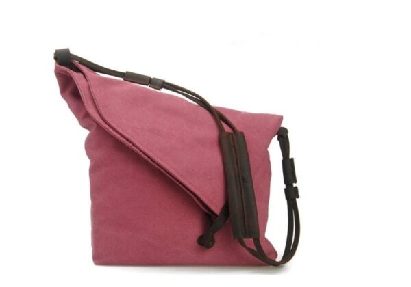 Large Canvas Messenger Bag Leather Shoulder Handbag - Image 4