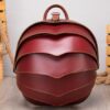 Unique Round Black Leather Backpack Bag - Image 4