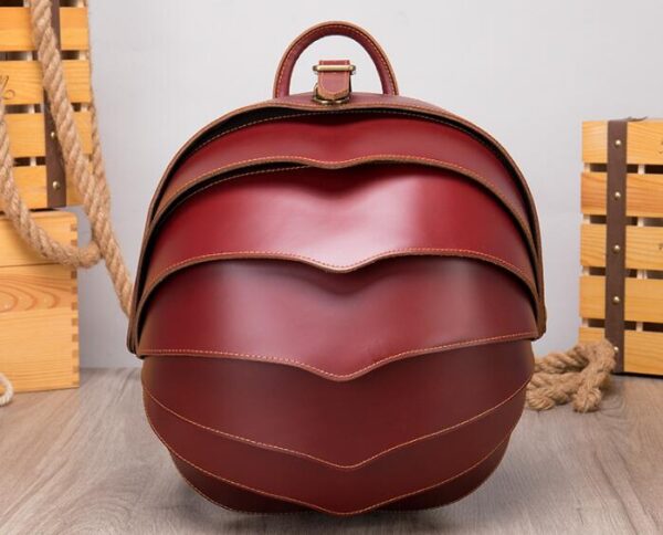 Designer Red Leather Backpack Bag