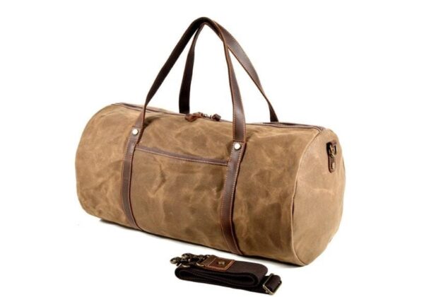 Mens Canvas Leather Travel Bag Womens Weekender Luggage Duffel