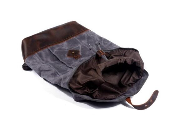 Leather Mixed Canvas Rucksack Backpack Bag - Image 2