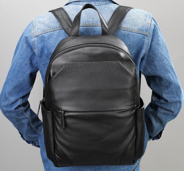 Luxury Coffee Leather Backpack Bag - Image 3