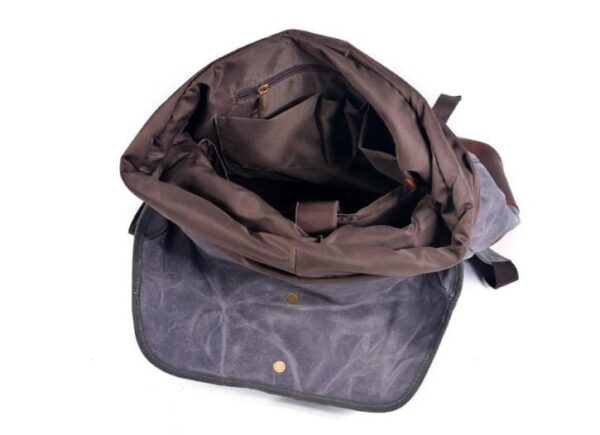 Leather Mixed Canvas Rucksack Backpack Bag - Image 3