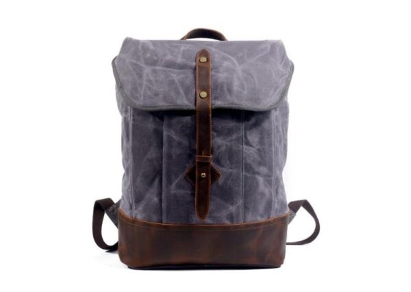 Leather Mixed Canvas Rucksack Backpack Bag