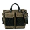 Canvas Leather Tote Bag Mens Green Brown - Image 3
