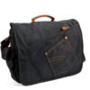 Mens Denim Canvas Messenger Bag Leather Handbags - Image 3