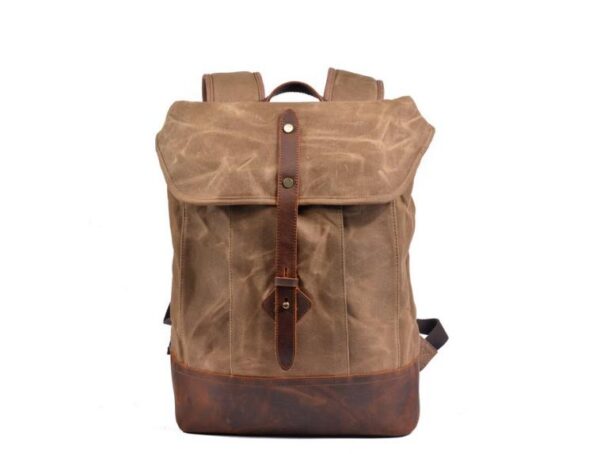 Leather Mixed Canvas Rucksack Backpack Bag - Image 5