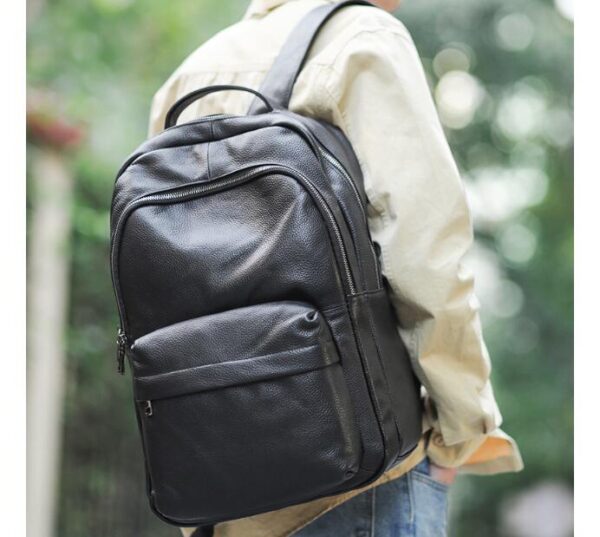 BLACK LEATHER BACKPACK BAG FOR LAPTOP - Image 5