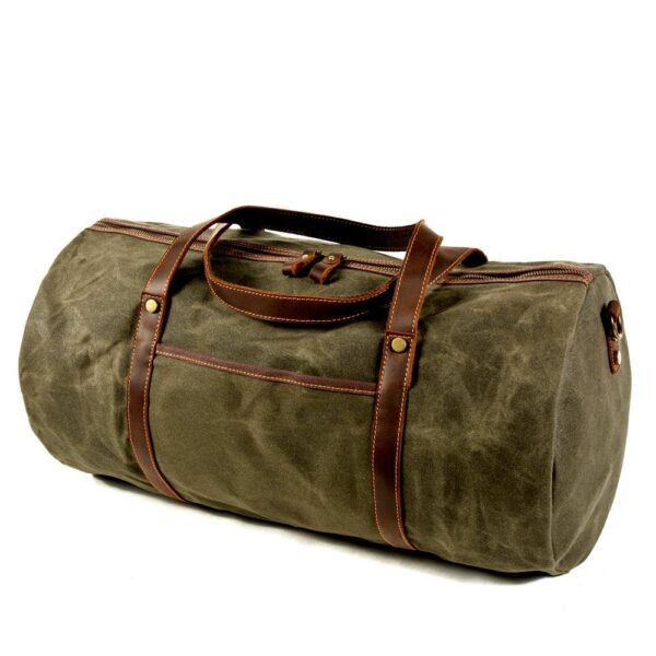 Canvas Duffle Bags Grey Brown Green And Black - Image 3