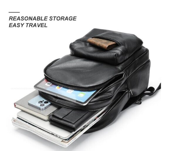 BLACK LEATHER BACKPACK BAG FOR LAPTOP - Image 4