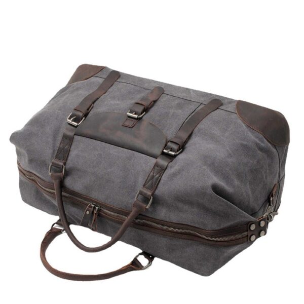 Womens Canvas Duffle Bags Grey Brown Black - Image 3