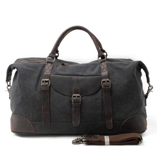 Womens Canvas Duffle Bags Grey Brown Black - Image 6