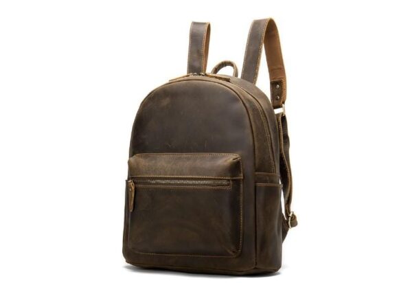 Dark Brown Vintage Leather Backpack Diaper Bag Purse