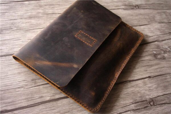 Personalized Distressed Brown Leather iPad Pro 11 inch Cover Sleeve - Image 6