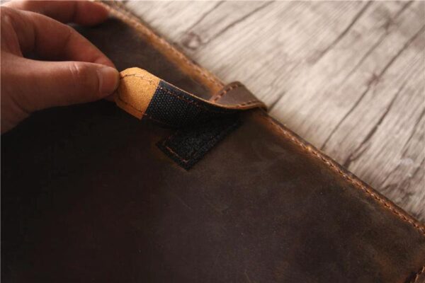 Embossed Brown Leather Portfolio Bag - Image 5