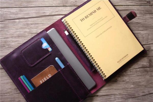 Personalized Leather Padfolio Purple Color - Image 4