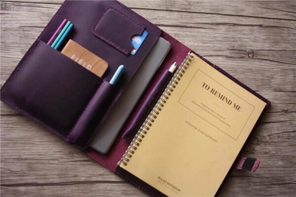 Personalized Leather Padfolio Purple Color - Image 5