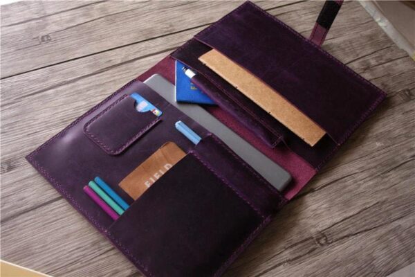 Personalized Leather Padfolio Purple Color - Image 2