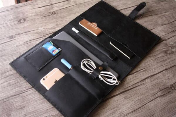 Personalized Leather iPad Air Cover Case with Pencil Holder