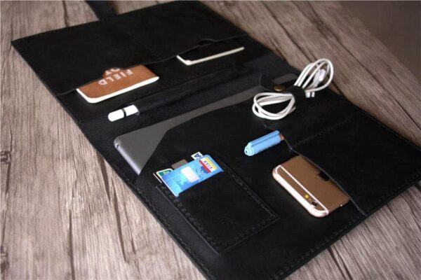 Personalized Leather iPad Air Cover Case with Pencil Holder - Image 5