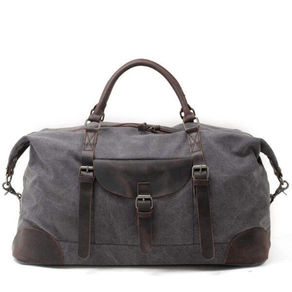 Womens Canvas Duffle Bags Grey Brown Black - Image 4