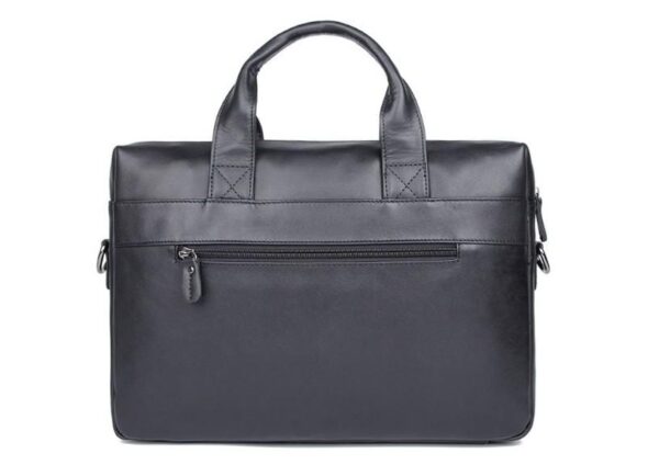 BLACK MENS LEATHER LAPTOP MESSENGER BAG - Image 6