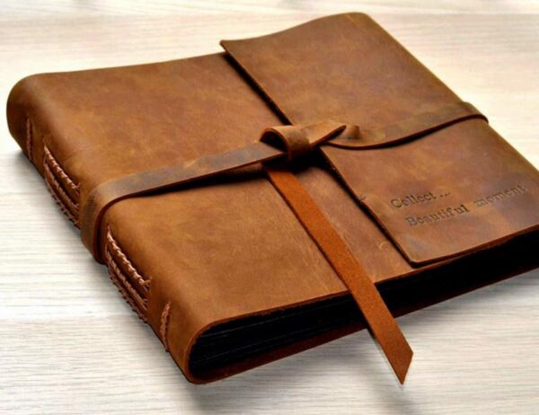 Engraved Leather Bridal Shower Guest Book Album