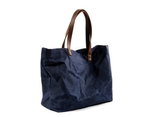 Stylish Canvas and Leather Tote Handbag Womens - Image 2