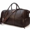 MEN'S & WOMEN'S BROWN LEATHER WEEKENDER LUGGAGE BAG