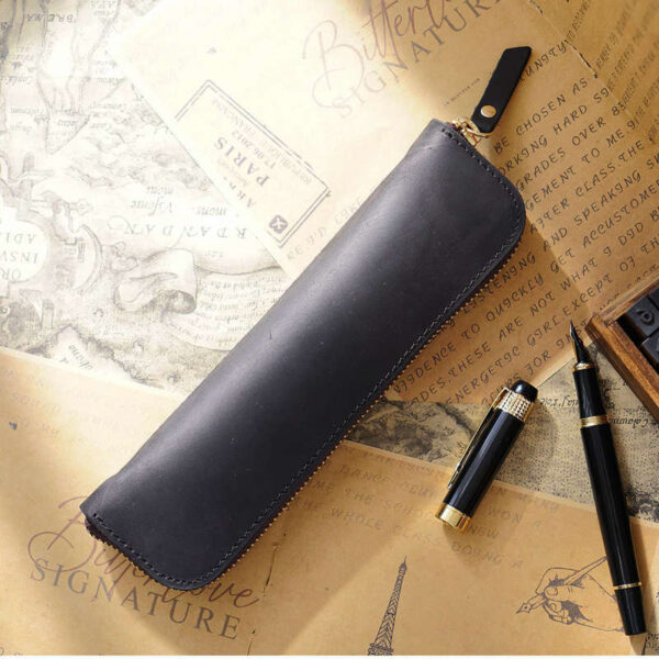 Mini Zippered Leather Pen & Pencil Cases - Image 3