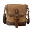 Waxed Canvas Messenger Bag Leather Shoulder Briefcase - Image 4