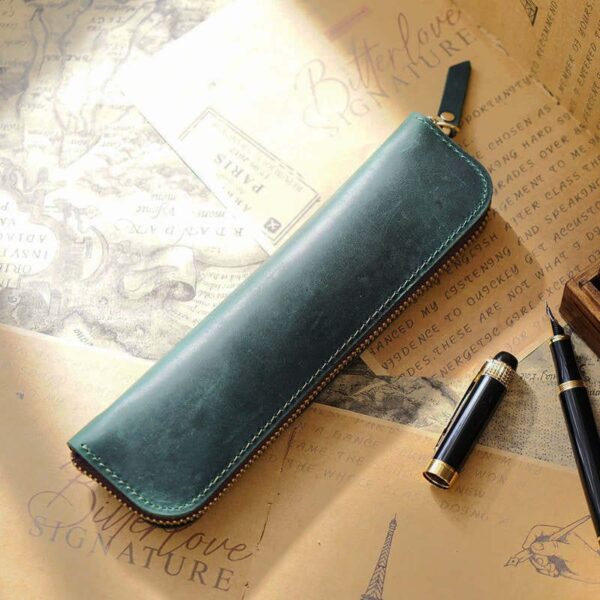 Mini Zippered Leather Pen & Pencil Cases - Image 4