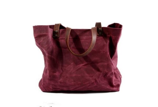 Stylish Canvas and Leather Tote Handbag Womens - Image 6