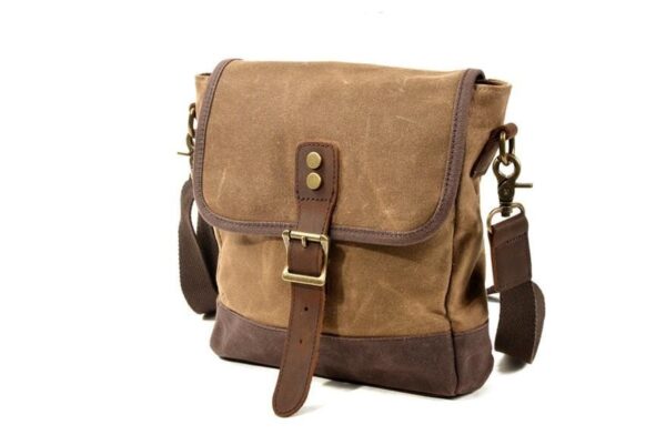 Waxed Canvas Messenger Bag Leather Shoulder Briefcase