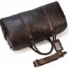 MEN'S & WOMEN'S BROWN LEATHER WEEKENDER LUGGAGE BAG - Image 5