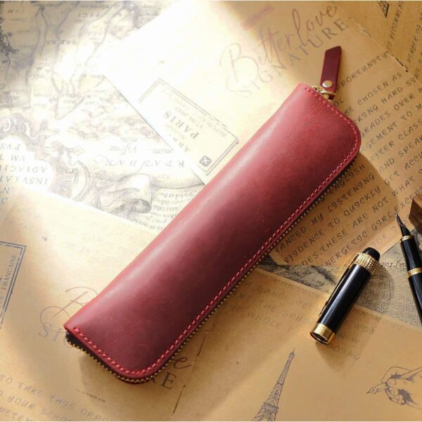 Mini Zippered Leather Pen & Pencil Cases - Image 5