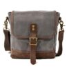 Waxed Canvas Messenger Bag Leather Shoulder Briefcase - Image 6
