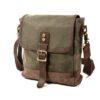 Waxed Canvas Messenger Bag Leather Shoulder Briefcase - Image 5