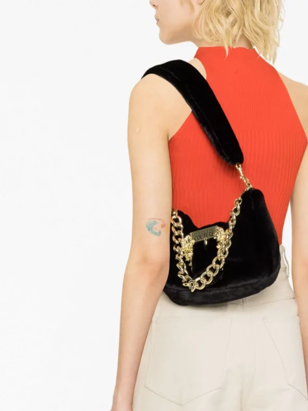 Faux-fur Shoulder Bag In Black - Image 2