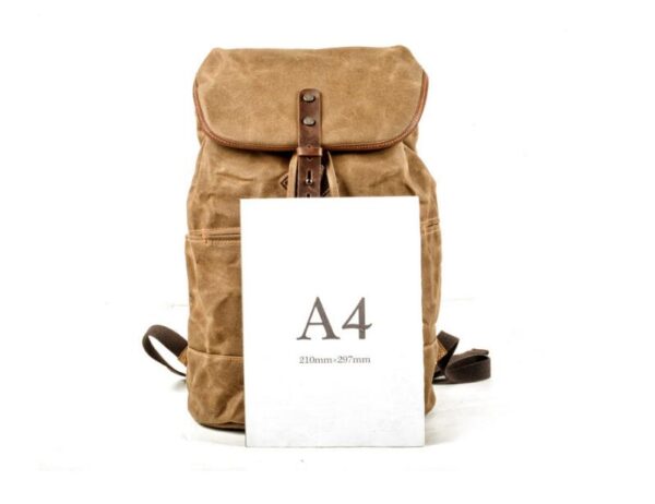 Canvas & Leather Backpack Bag Grey, Brown, Black - Image 2