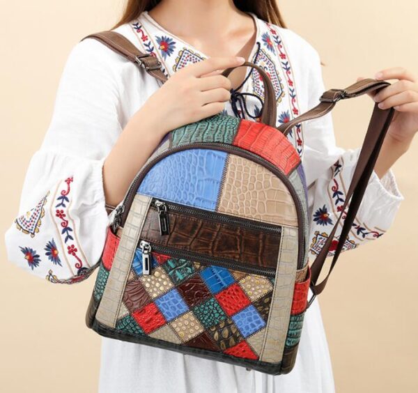 Womens Small Colorful Crocodile Leather Backpack Bag