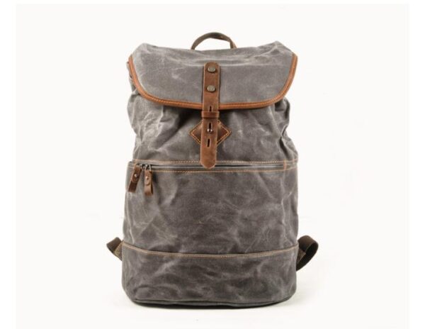 Canvas & Leather Backpack Bag Grey, Brown, Black