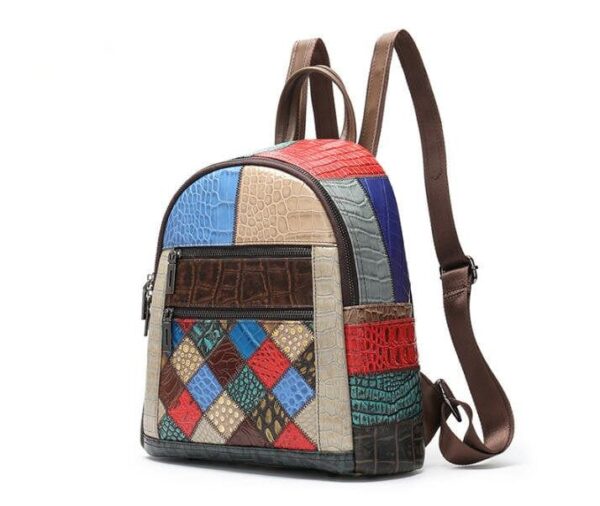 WOMENS SMALL COLORFUL CROCODILE LEATHER BACKPACK BAG - Image 4