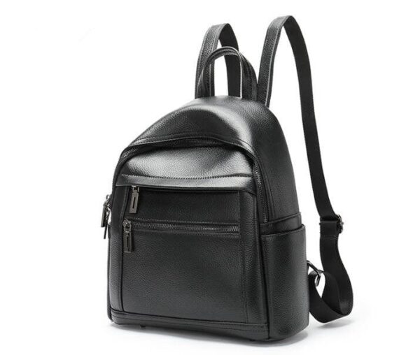 Womens Small Black Leather Backpack Purse Bag