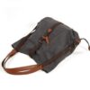 Women's Waxed Canvas Tote Shoulder Bag with Leather Handles - Image 3