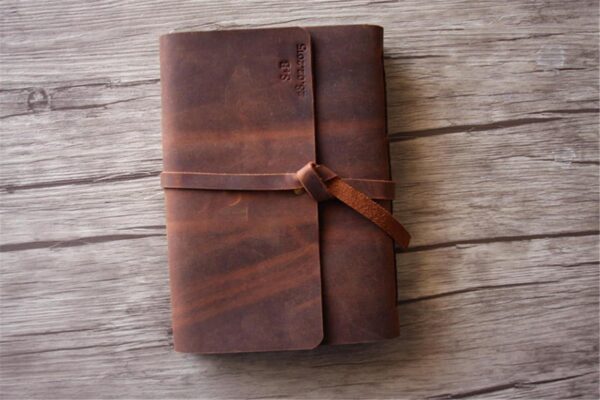 Monogrammed Leather Memorial Service Guest Book