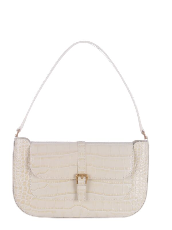 Shoulder Bag Miranda In Crocodile Leather In Crema