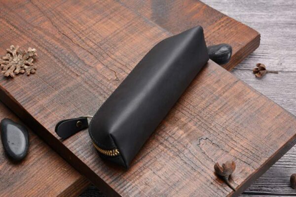 Custom Black Leather Pencil Holder Case - Image 2