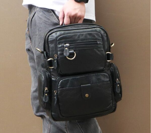 Large Black Leather Backpack Purse Bag - Image 2