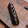 Custom Black Leather Pencil Holder Case